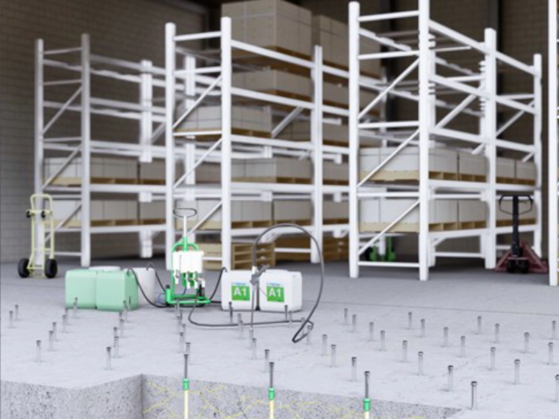 injection d'un sol en béton avec KÖSTER Superpacker